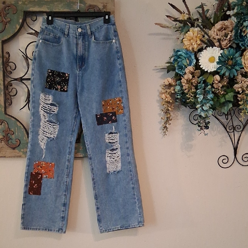 Cider Multicolor Patchwork Flare Jeans. Excellent… - image 4